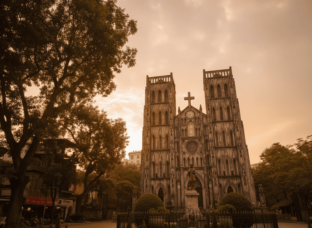 Nh&agrave; thờ Lớn với kiến tr&uacute;c Gothic Ph&aacute;p cổ giữa thủ đ&ocirc;